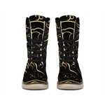 Gold And Black Capricorn Sign Print Winter Boots