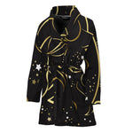 Gold And Black Capricorn Sign Print Women's Bathrobe