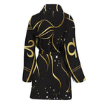 Gold And Black Capricorn Sign Print Women's Bathrobe