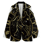 Gold And Black Capricorn Sign Print Women's Blazer