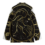 Gold And Black Capricorn Sign Print Women's Blazer