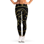 Gold And Black Capricorn Sign Print Women's Leggings