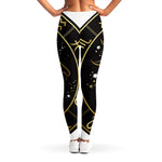 Gold And Black Capricorn Sign Print Women's Leggings