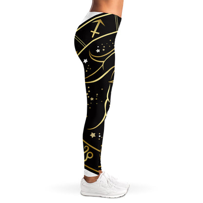 Gold And Black Capricorn Sign Print Women's Leggings