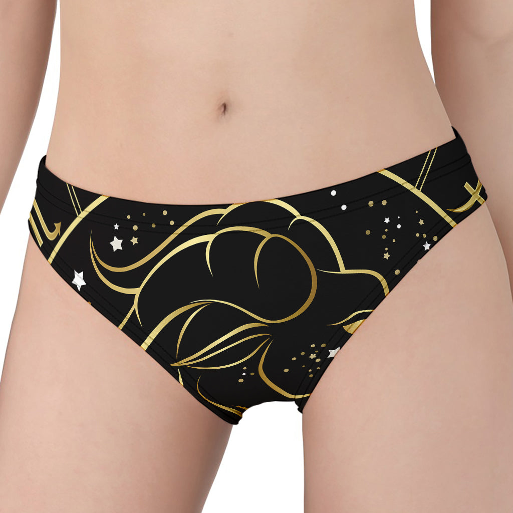 Gold And Black Capricorn Sign Print Women's Panties