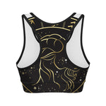 Gold And Black Capricorn Sign Print Women's Sports Bra
