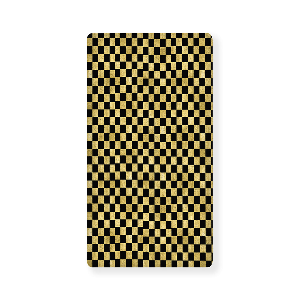Gold And Black Checkered Pattern Print Baby Crib Sheet