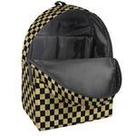 Gold And Black Checkered Pattern Print Backpack