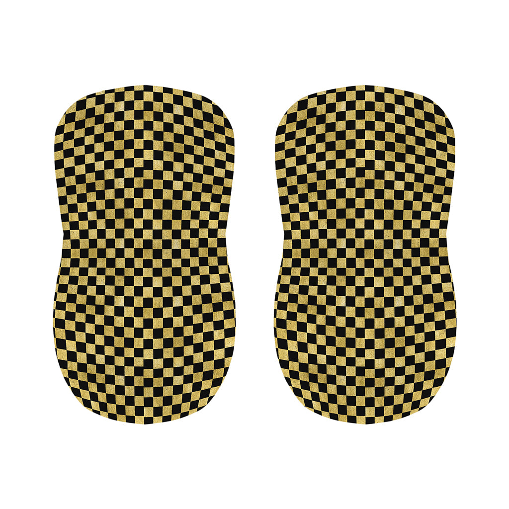 Gold And Black Checkered Pattern Print Bar Stool Covers