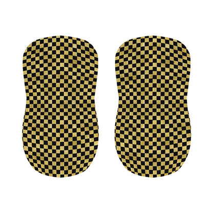 Gold And Black Checkered Pattern Print Bar Stool Covers