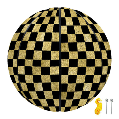 Gold And Black Checkered Pattern Print Basketball