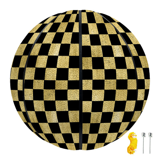 Gold And Black Checkered Pattern Print Basketball