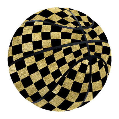 Gold And Black Checkered Pattern Print Basketball