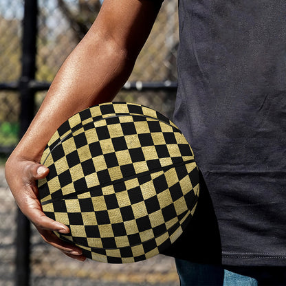 Gold And Black Checkered Pattern Print Basketball