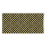 Gold And Black Checkered Pattern Print Beach Towel