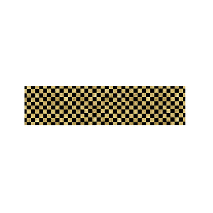 Gold And Black Checkered Pattern Print Bed Runner