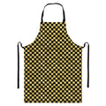Gold And Black Checkered Pattern Print Bib Apron With Pocket