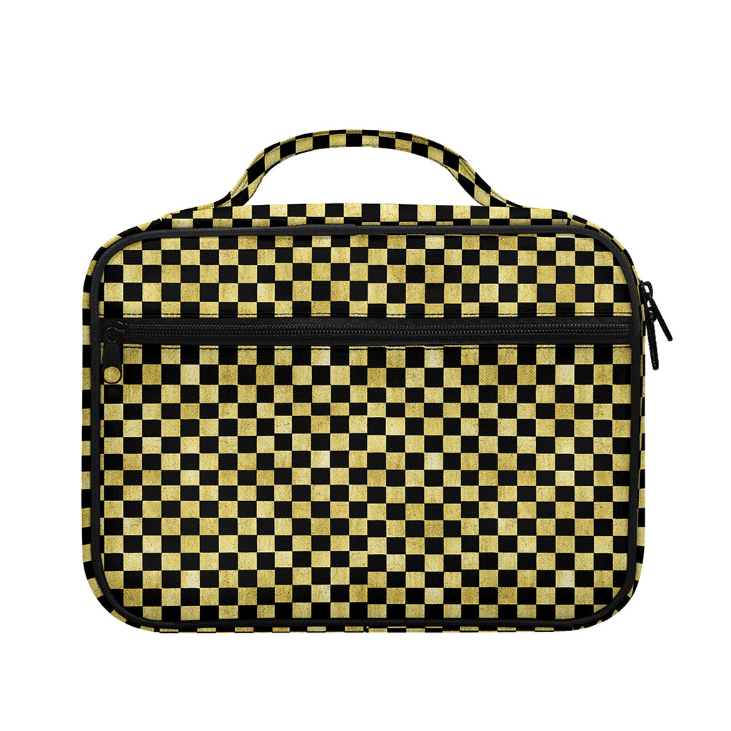 Gold And Black Checkered Pattern Print Briefcase Bible Bag