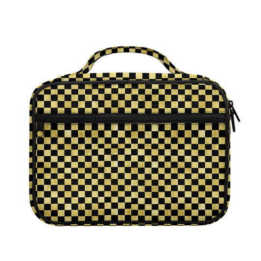 Gold And Black Checkered Pattern Print Briefcase Bible Bag