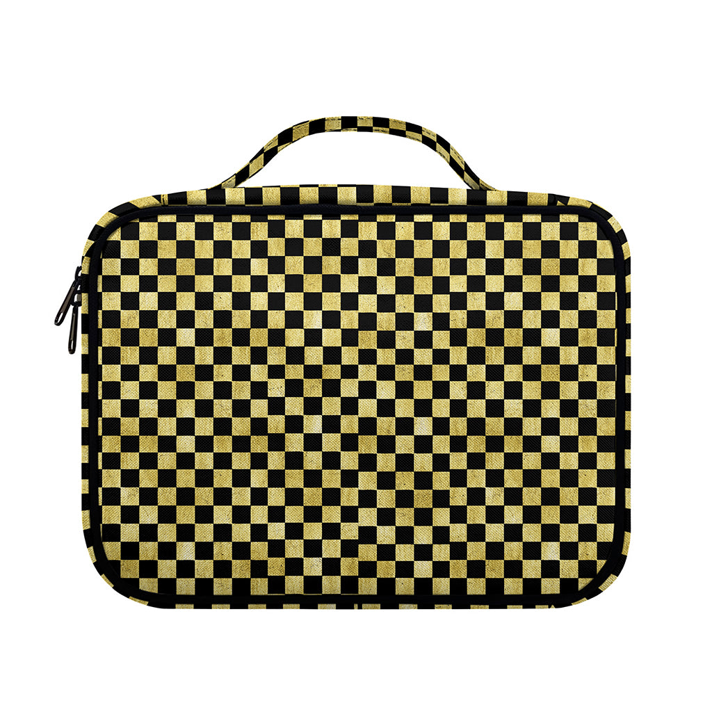 Gold And Black Checkered Pattern Print Briefcase Bible Bag