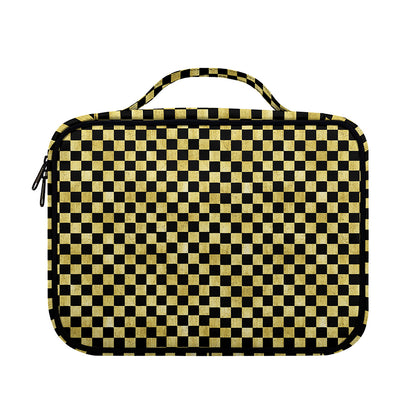 Gold And Black Checkered Pattern Print Briefcase Bible Bag