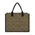 Gold And Black Checkered Pattern Print Canvas Tote Bag