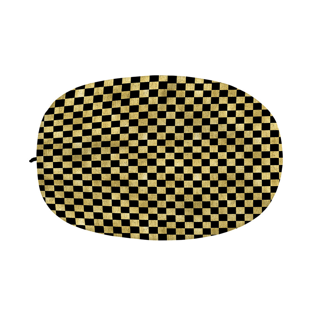Gold And Black Checkered Pattern Print Car Side Mirror Covers