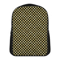 Gold And Black Checkered Pattern Print Casual Backpack