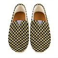 Gold And Black Checkered Pattern Print Casual Shoes