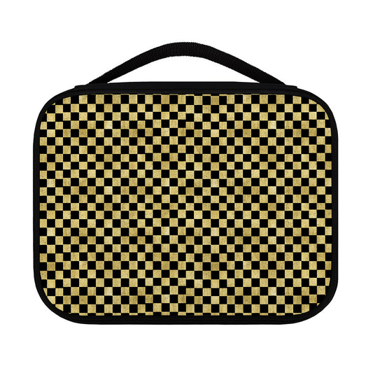 Gold And Black Checkered Pattern Print Classic Bible Case