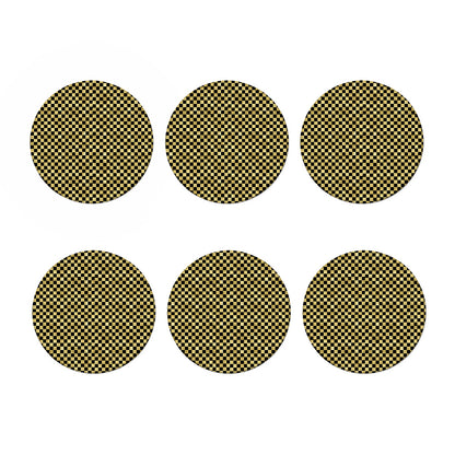 Gold And Black Checkered Pattern Print Coaster Set
