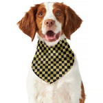 Gold And Black Checkered Pattern Print Dog Bandana