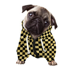 Gold And Black Checkered Pattern Print Dog Zip Up Hoodie