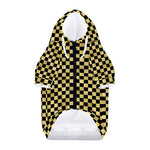 Gold And Black Checkered Pattern Print Dog Zip Up Hoodie