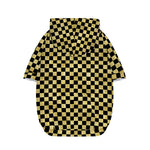Gold And Black Checkered Pattern Print Dog Zip Up Hoodie