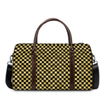 Gold And Black Checkered Pattern Print Duffle Bag