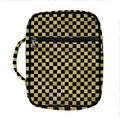 Gold And Black Checkered Pattern Print Front Pocket Bible Bag