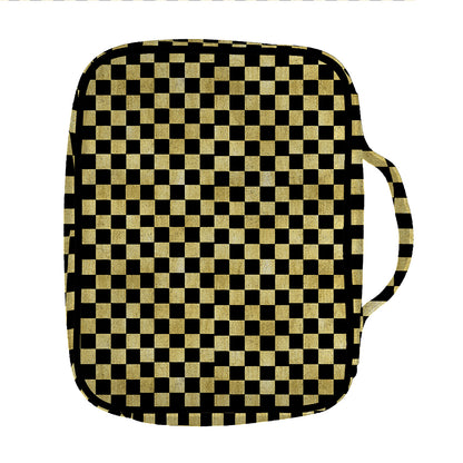 Gold And Black Checkered Pattern Print Front Pocket Bible Bag