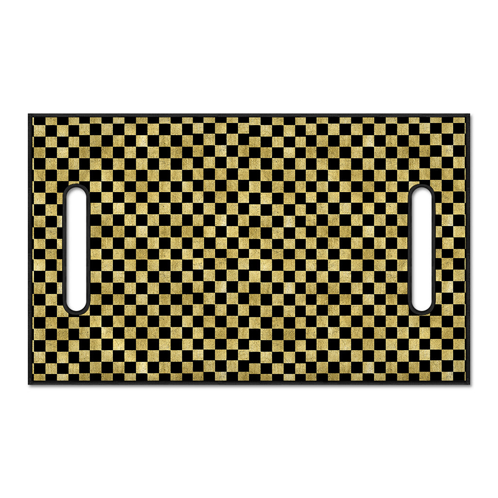 Gold And Black Checkered Pattern Print Golf Cart Seat Cover