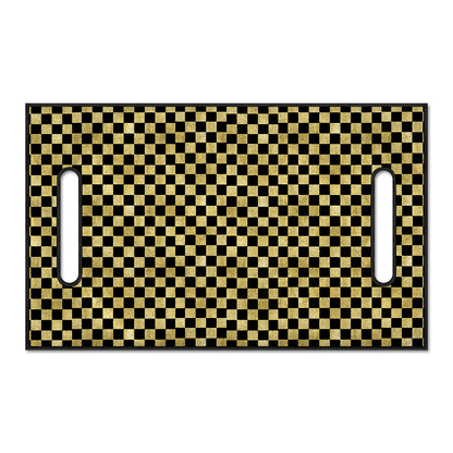 Gold And Black Checkered Pattern Print Golf Cart Seat Cover