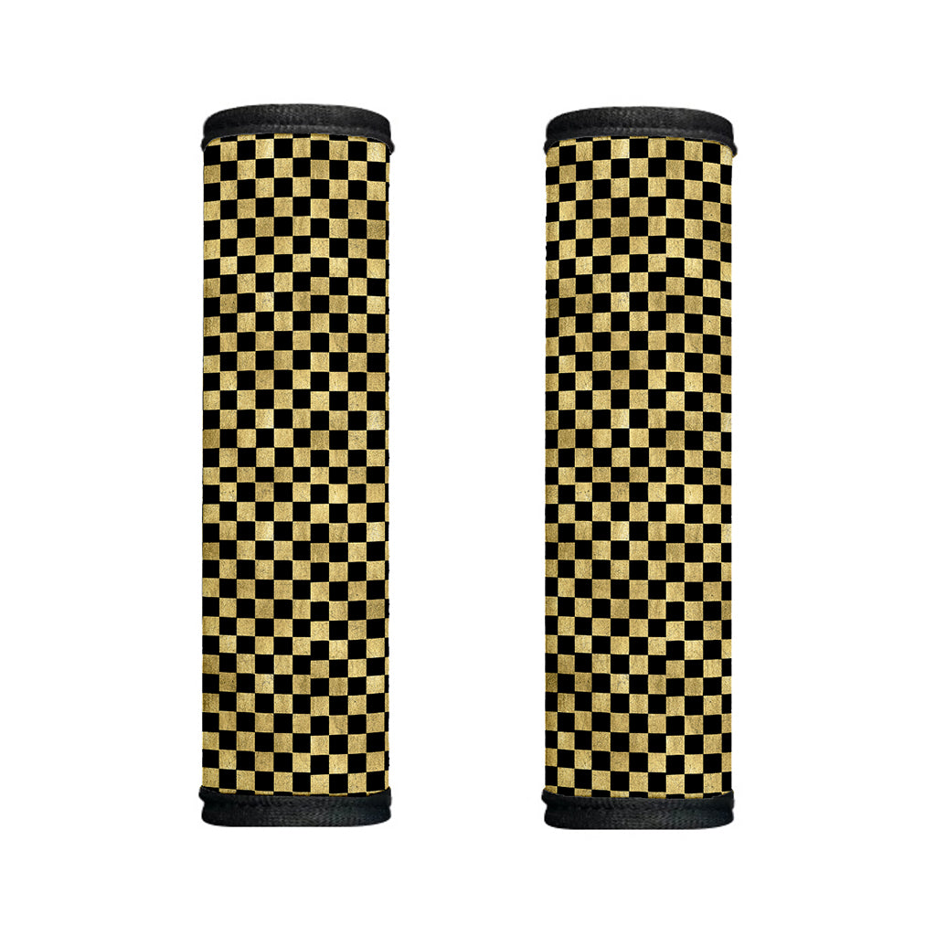 Gold And Black Checkered Pattern Print Handle Covers