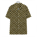 Gold And Black Checkered Pattern Print Hawaiian Shirt
