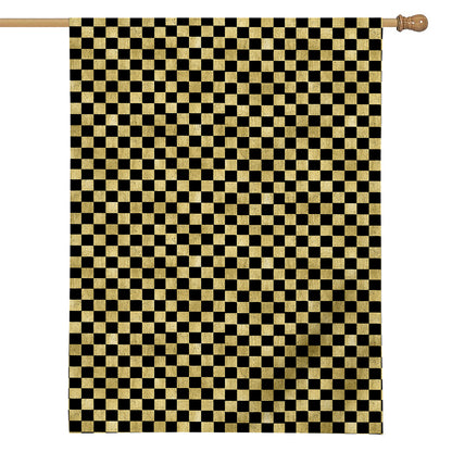 Gold And Black Checkered Pattern Print House Flag