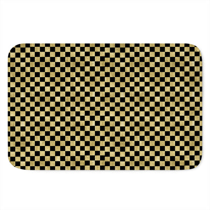 Gold And Black Checkered Pattern Print Indoor Door Mat