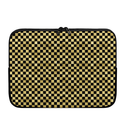 Gold And Black Checkered Pattern Print Laptop Sleeve