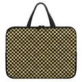 Gold And Black Checkered Pattern Print Laptop Sleeve With Handle