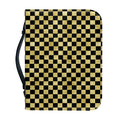 Gold And Black Checkered Pattern Print Leather Bible Cover