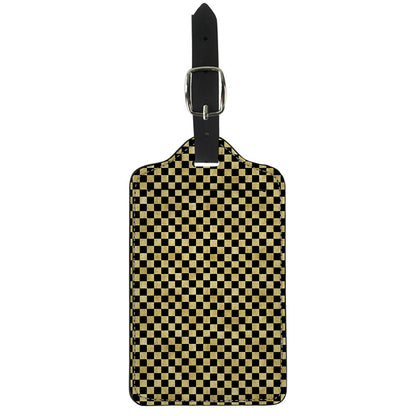 Gold And Black Checkered Pattern Print Luggage Tag