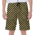 Gold And Black Checkered Pattern Print Men's Beach Shorts
