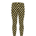 Gold And Black Checkered Pattern Print Men's Leggings